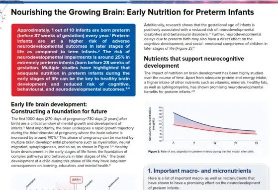 Nourishing the Growing Brain - Early Nutrition for Preterm Infants